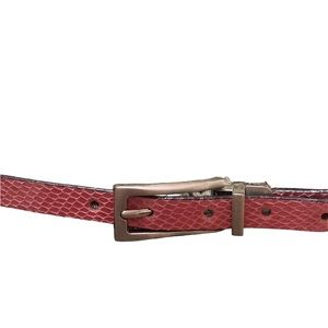 White House Black Market pink snakeskin & black reversible belt silver buckle